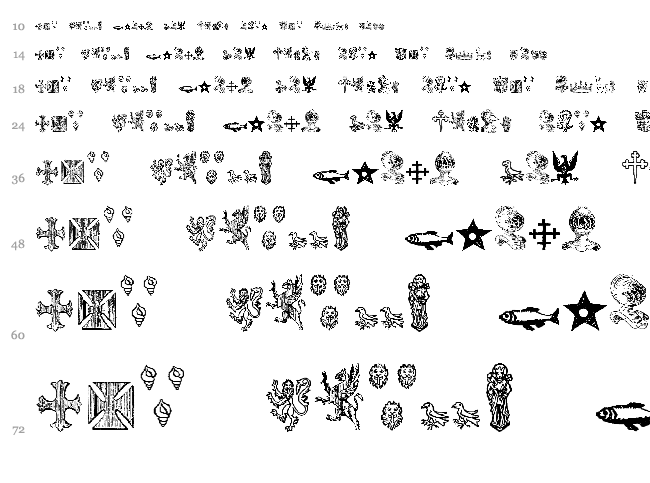 Heraldic Devices font waterfall